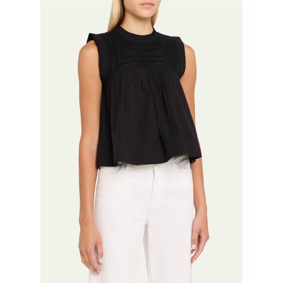 SEA Tops - NEW SEA sea larissa embroidery tank top in black